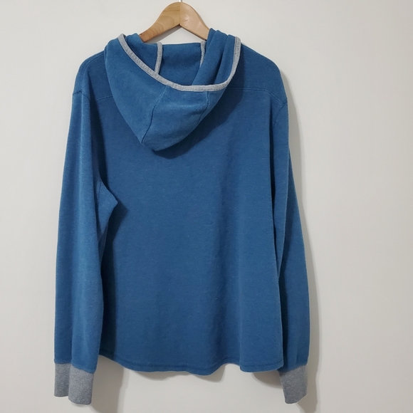 Carbon 2 Cobalt Knit Henley Hoodie Sweater Blue Cotton Mens Large - Picture 4 of 7